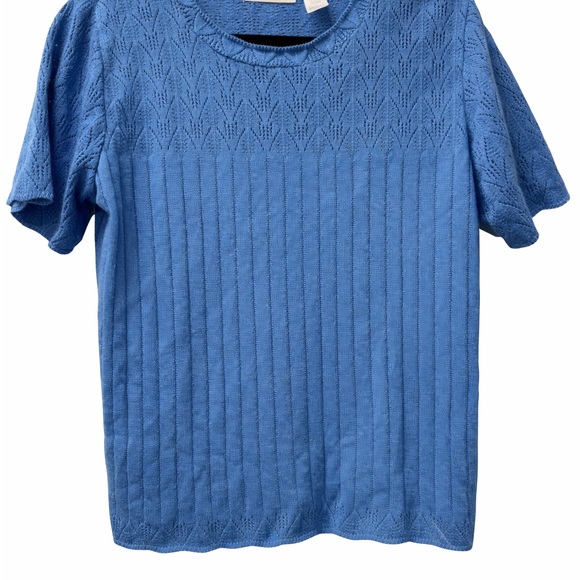 Alfred Dunner Sweaters - Alfred Dunner Blue Pointelle Knit Sweater Top Medium USA